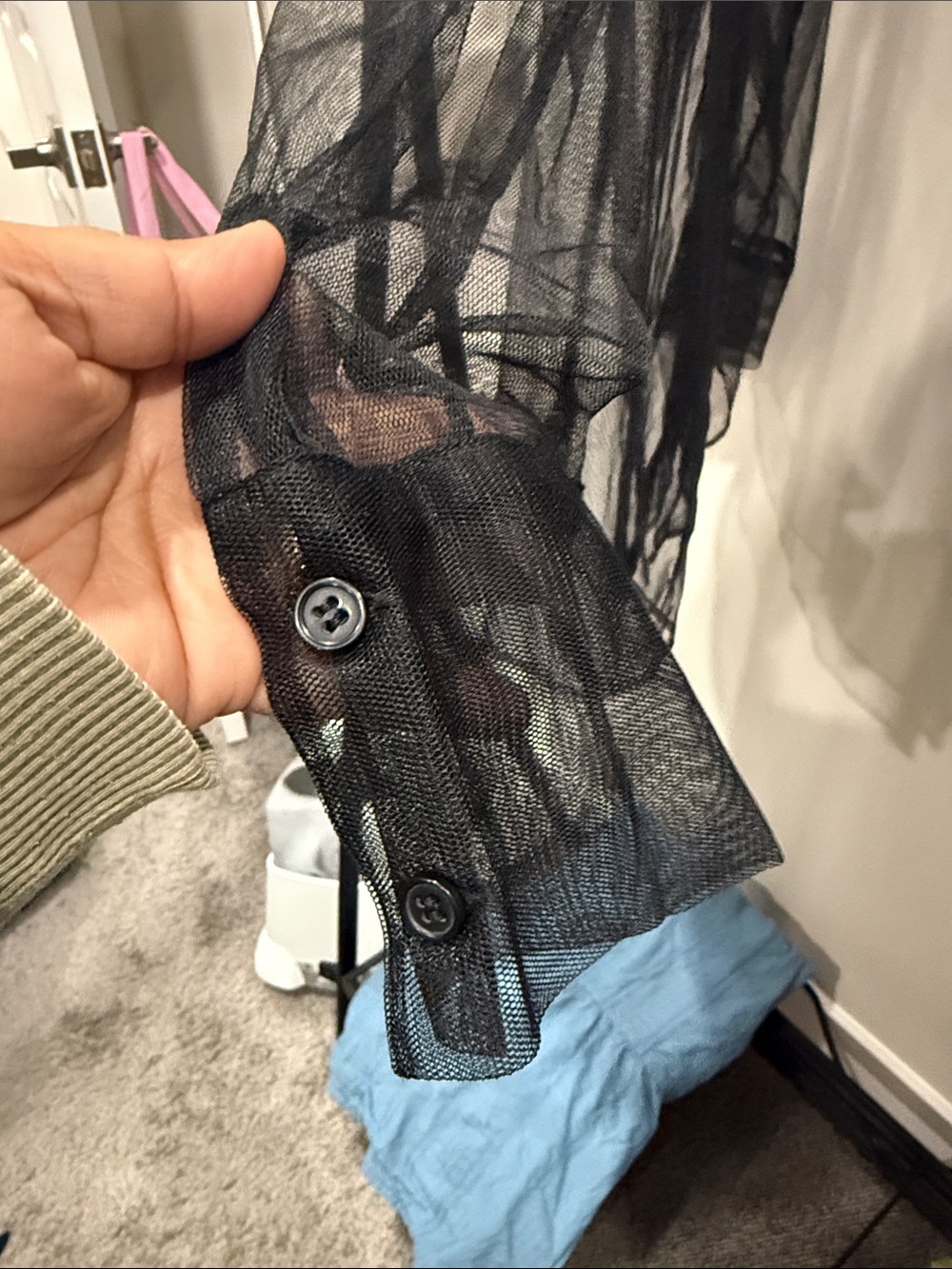 Rachel Zoe Sheer Black Mesh Button-Up Shirt XS - Picture 5 of 6